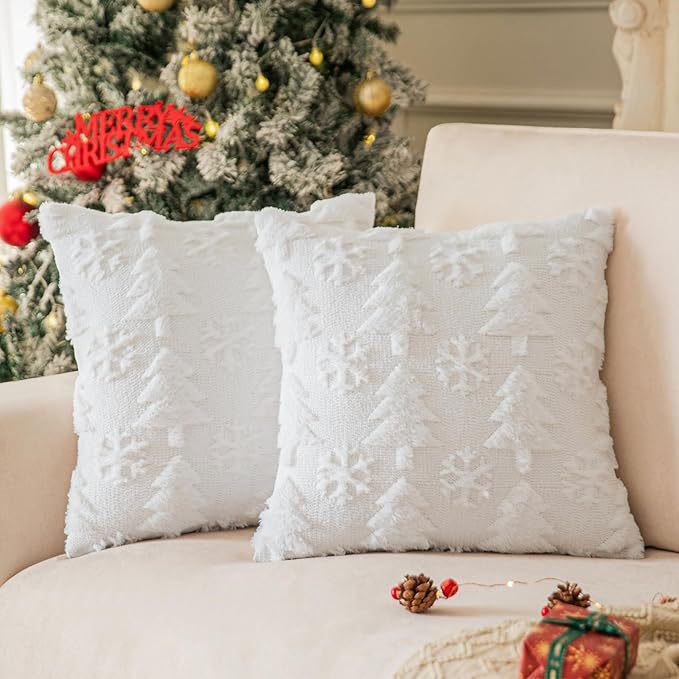 Plush Snowflake Christmas Tree Pillowcase